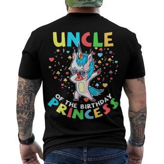 Uncle Of The Birthday Princess Girl Unicorn Dab Lover Men's T-shirt Back Print - Seseable
