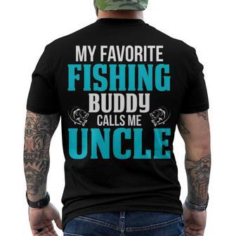 Uncle Fishing My Favorite Fishing Buddy Calls Me Uncle Men's T-Shirt Back Print - Seseable
