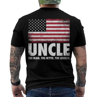 Uncle The Man Myth Legend Fathers Day 4Th Of July Men's T-shirt Back Print - Seseable