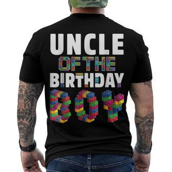 Uncle Master Builder Boy Building Blocks Birthday Bricks Men's T-shirt Back Print - Seseable