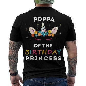 Unicorn Poppa Of The Birthday Princess Girl Unicorn Birthday Men's T-shirt Back Print - Seseable