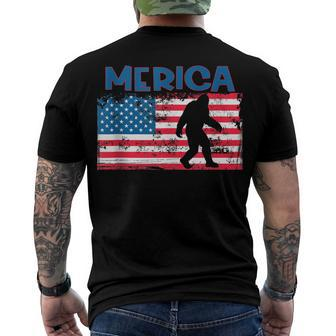 Us Flag Bigfoot July 4Th Sasquatch Patriotic Merica Men's T-shirt Back Print - Seseable