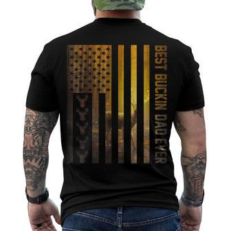 Mens Usa Flag Best Buckin Dad Ever Deer Hunting 4Th Of July Men's T-shirt Back Print - Seseable