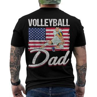 Usa Flag Volleyball Dad Fathers Day 4Th Of July Men's T-shirt Back Print - Seseable