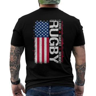 Usa Rugby American Flag Distressed Rugby 4Th Of July Men's Back Print T-shirt | Mazezy