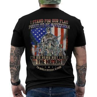 Veteran I Stand For Our Flag Proud To Be A Veteran 457 Navy Soldier Army Military Men's Crewneck Short Sleeve Back Print T-shirt - Monsterry