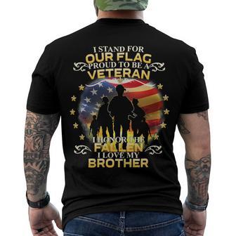 Veteran I Stand For Our Flag Proud To Be A Veteran 663 Navy Soldier Army Military Men's Crewneck Short Sleeve Back Print T-shirt - Monsterry