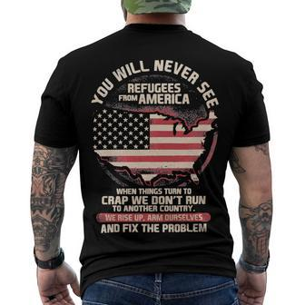 Veteran Patriot Refugees From America Veteran115 Navy Soldier Army Military Men's Crewneck Short Sleeve Back Print T-shirt - Monsterry DE