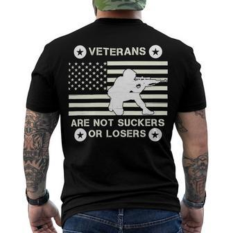 Veteran Veterans Are Not Suckers Or Losers 214 Navy Soldier Army Military Men's Crewneck Short Sleeve Back Print T-shirt - Monsterry AU