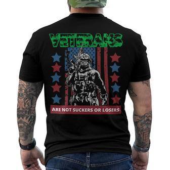 Veteran Veterans Day Are Not Suckers Or Losers 138 Navy Soldier Army Military Men's Crewneck Short Sleeve Back Print T-shirt - Monsterry
