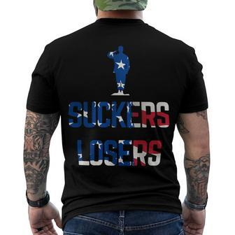 Veteran Veterans Day Are Not Suckers Or Losers With Usa Flag 65 Navy Soldier Army Military Men's Crewneck Short Sleeve Back Print T-shirt - Monsterry