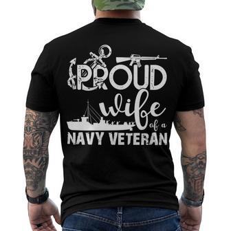 Veteran Veterans Day Proud Wife Of A Navy Veteran 344 Navy Soldier Army Military Men's Crewneck Short Sleeve Back Print T-shirt - Monsterry DE