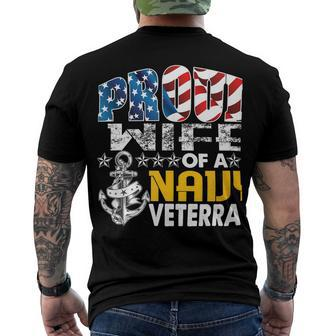 Veteran Veterans Day Proud Wife Of A Navy Veteran Vintage Veterans Day 105 Navy Soldier Army Military Men's Crewneck Short Sleeve Back Print T-shirt - Monsterry DE