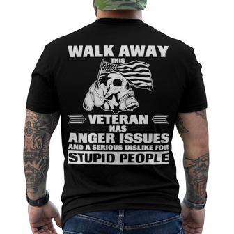 Veteran Veterans Day Twalk Away This Veteran Has Anger Issue669 Navy Soldier Army Military Men's Crewneck Short Sleeve Back Print T-shirt - Monsterry DE