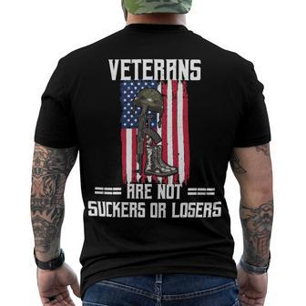 Veteran Veterans Day Us Veterans Respect Veterans Are Not Suckers Or Losers 189 Navy Soldier Army Military Men's Crewneck Short Sleeve Back Print T-shirt - Monsterry DE