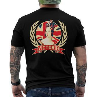 Victoria Queen Of England British Flag Men's Crewneck Short Sleeve Back Print T-shirt | Mazezy