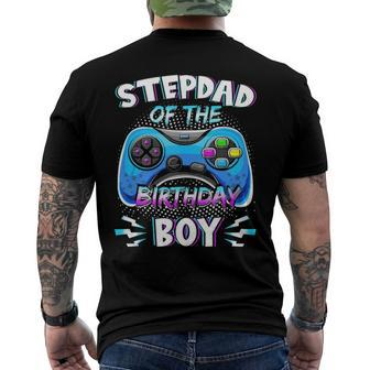 Video Game Birthday Party Stepdad Of The Bday Boy Matching Men's Back Print T-shirt | Mazezy