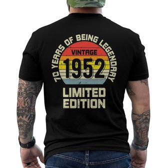 Vintage 1952 70 Years Legendary Limited Edition Birthday Men's Back Print T-shirt | Mazezy