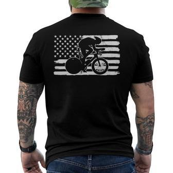 Vintage 4Th Of July Usa Flag Triathlon Cycling Men's Back Print T-shirt | Mazezy