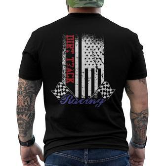 Vintage American Flag Dirt Track Racing Race Flag Men's Back Print T-shirt | Mazezy