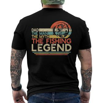 Mens Vintage Bass Fishing Dad Man The Myth The Legend Fisherman Classic Men's Back Print T-shirt | Mazezy