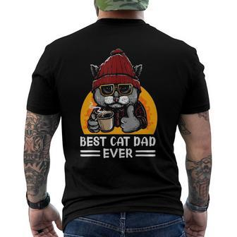 Vintage Best Cat Father Dad Ever Cat Daddy Fathers Day Men's Back Print T-shirt | Mazezy