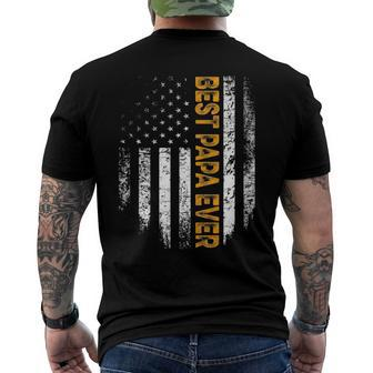 Mens Vintage Best Papa Ever Flag American Fathers Day Men's Back Print T-shirt | Mazezy