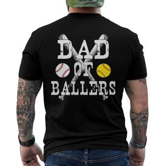 Vintage Dad Of Ballers Baseball Softball Lover Men's Back Print T-shirt | Mazezy