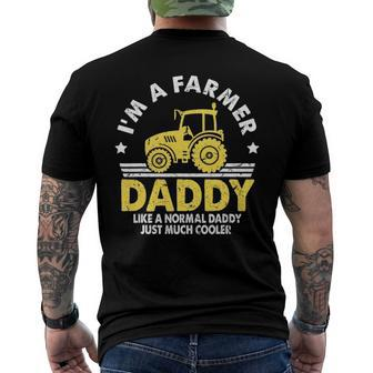 Mens Vintage Im A Daddy Farmer Much Cooler Costume Tractor Men's Back Print T-shirt | Mazezy