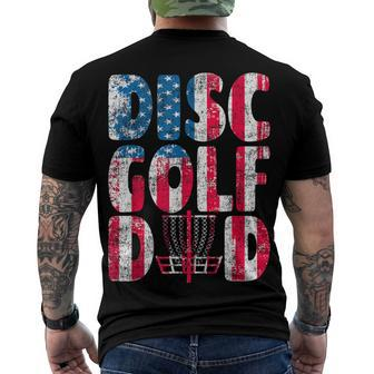 Mens Vintage Disc Golf Dad American Flag July 4Th Golf Basket Men's T-shirt Back Print - Seseable