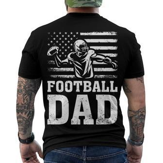 Vintage Football Dad American Flag Football 4Th Of July Men's T-shirt Back Print - Seseable