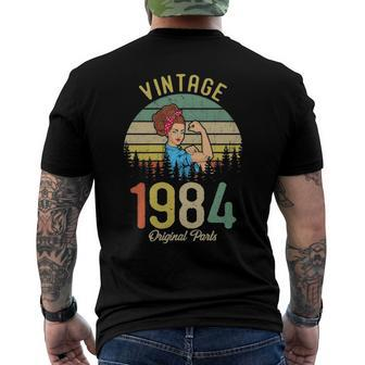 Vintage Made In 1984 38Th Birthday Idea Original Parts Men's Back Print T-shirt | Mazezy