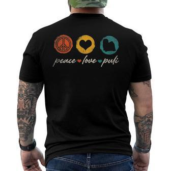 Vintage Peace Love Puli Dog Lover Gifts Men's Crewneck Short Sleeve Back Print T-shirt | Mazezy