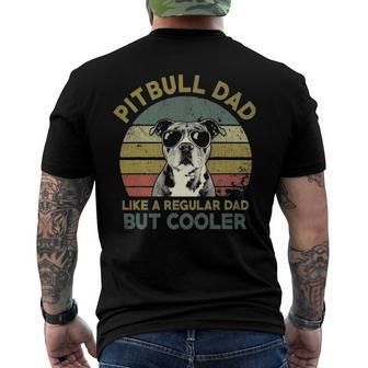 Mens Vintage Pitbull Dad Like A Regular Dad But Cooler Fathers Day Men's Back Print T-shirt | Mazezy