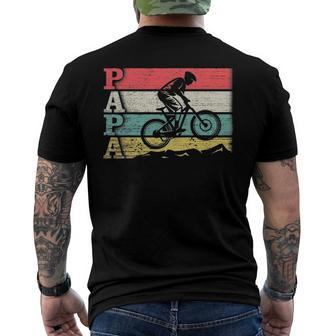 Vintage Retro Cycling Papa Mountain Biking Rider Silhouette Men's Back Print T-shirt | Mazezy