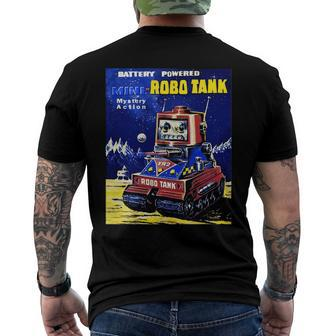Vintage Robot Tank Japanese American Old Retro Collectible Men's Back Print T-shirt | Mazezy