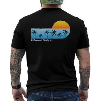Vintage Rockaway Beach Ny Palm Trees & Sunset Beach Men's Back Print T-shirt | Mazezy DE