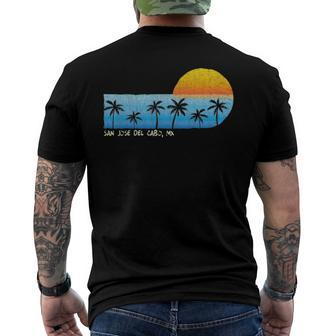 Vintage San Jose Del Cabo Mx Palm Trees & Sunset Beach Men's Back Print T-shirt | Mazezy
