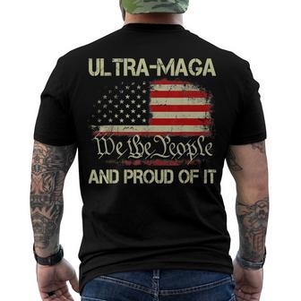 Vintage Ultra Maga And Proud Of It We The People Usa Flag Men's T-shirt Back Print - Seseable