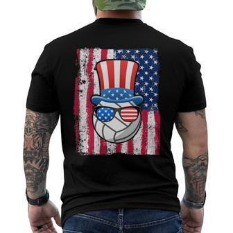 Volleyball Ball American Flag 4Th Of July Men's Back Print T-shirt | Mazezy