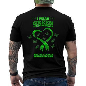 I Wear Green For My Husband Bile Duct Cancer Awareness Men's Back Print T-shirt | Mazezy