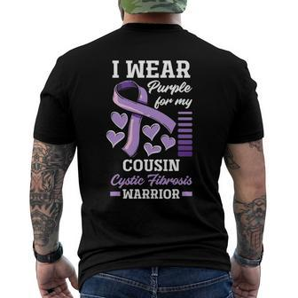 I Wear Purple For My Cousin Cystic Fibrosis Awareness Men's Back Print T-shirt | Mazezy