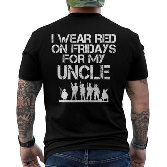 I Wear Red On Fridays For My Uncle Active Duty Us Military Men's Back Print T-shirt | Mazezy