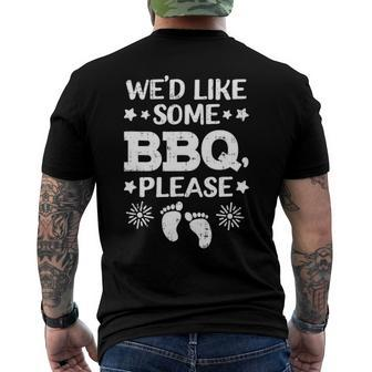 Wed Like Some Bbq Baby 4Th Of July Pregnancy Announcement Men's Back Print T-shirt | Mazezy