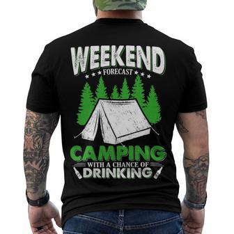 Weekend Forecast Camping With A Chance Of Drinking Funny Men's Crewneck Short Sleeve Back Print T-shirt | Favorety UK