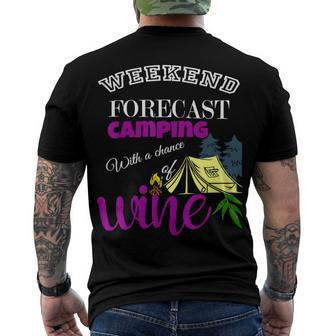 Weekend Forecast Camping With A Chance Of Wine Camp Life T Shirt Men's Crewneck Short Sleeve Back Print T-shirt - Monsterry DE