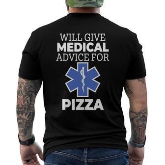 Will Give Medical Advice For Pizza Emt Humor Men's Back Print T-shirt | Mazezy