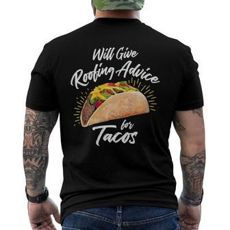 Will Give Roofing Advice For Tacos - Roofer Construction Pun Men's Back Print T-shirt | Mazezy