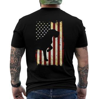 Wirehaired Pointing Griffon Silhouette American Flag Men's Back Print T-shirt | Mazezy