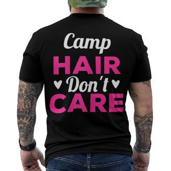 Womens Funny Camping Music Festival Camp Hair Dont Care T Shirt Men's Crewneck Short Sleeve Back Print T-shirt - Monsterry DE